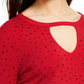 INC International Concepts Women's Embellished Keyhole Sweater Red Size Small