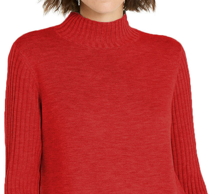INC International Concepts Women's Mock-Neck Stitched Tunic Red Size Extra Small