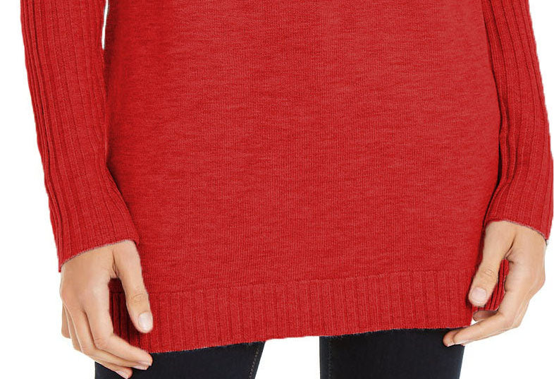 INC International Concepts Women's Mock-Neck Stitched Tunic Red Size Extra Small