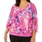 JM Collection Women's Plus Size Printed Layered-Look Necklace Top Pink Size 3 Extra Large