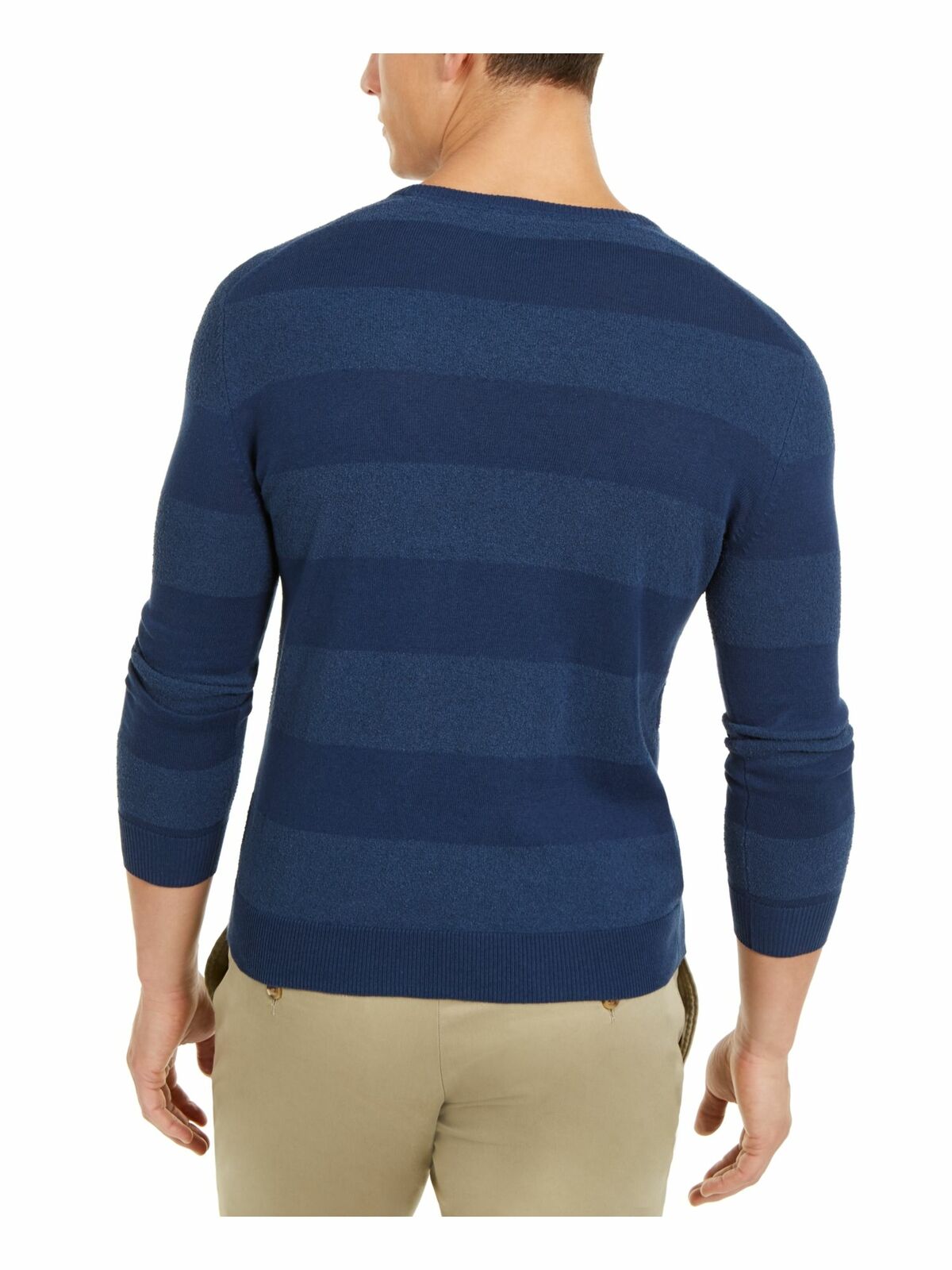 Tasso Elba Men's Rugby Boucle Sweater Blue Size 2 X-Large