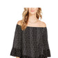 Style & Co Women's Printed Off-The-Shoulder Top Black Size Large