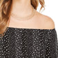 Style & Co Women's Printed Off-The-Shoulder Top Black Size Large
