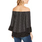 Style & Co Women's Printed Off-The-Shoulder Top Black Size Medium