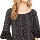Style & Co Women's Printed Off-The-Shoulder Top Black Size Extra Small
