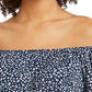 Style & Co Women's Printed On/Off-The-Shoulder Top Blue Size Medium