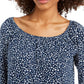 Style & Co Women's Printed On/Off-The-Shoulder Top Blue Size Large
