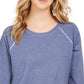 Style & Co Women's Contrast-Stitched Sweatshirt Blue Size Large