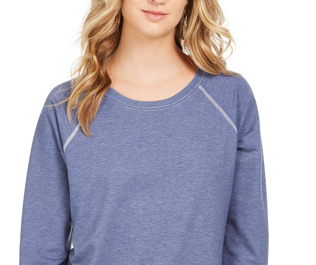 Style & Co Women's Contrast-Stitched Sweatshirt  Blue Size Medium