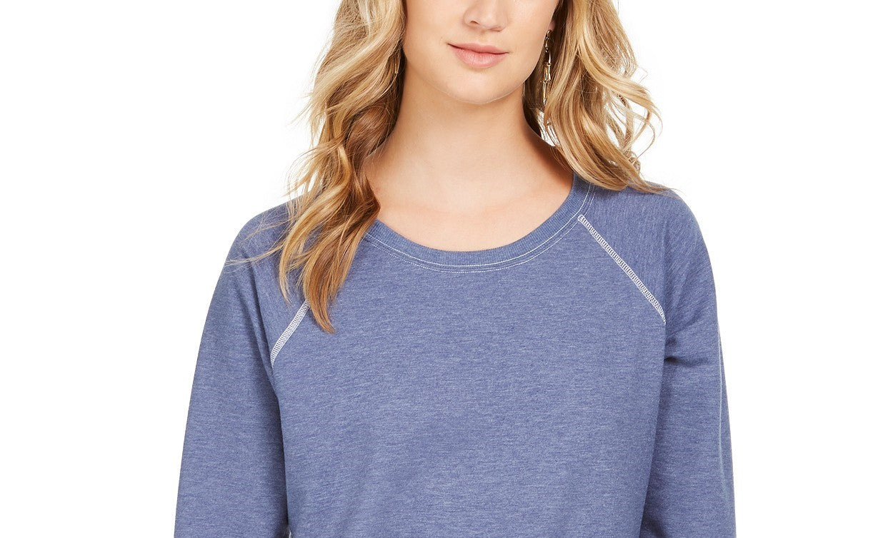 Style & Co Women's Contrast-Stitched Sweatshirt Blue Size Extra Large