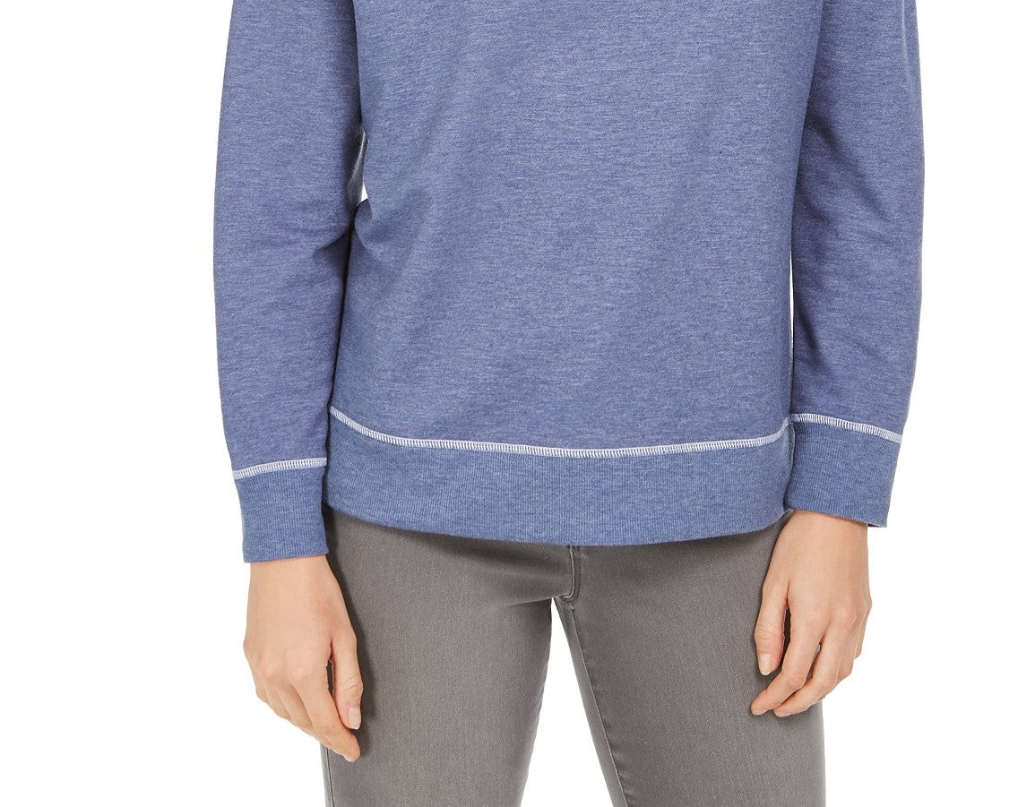 Style & Co Women's Contrast-Stitched Sweatshirt Blue Size Extra Large