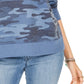 Style & Co Women's Camo Sweatshirt Blue Size Medium