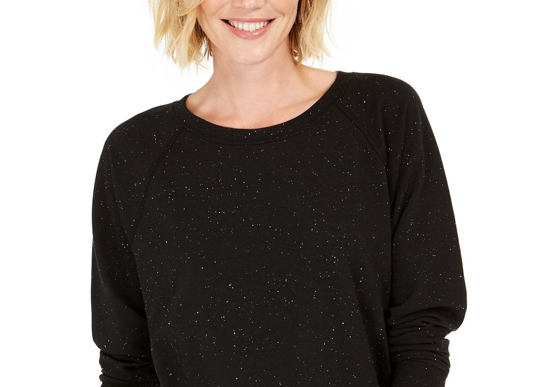 Style & Co Women's Speckled Sweatshirt Black Size Medium