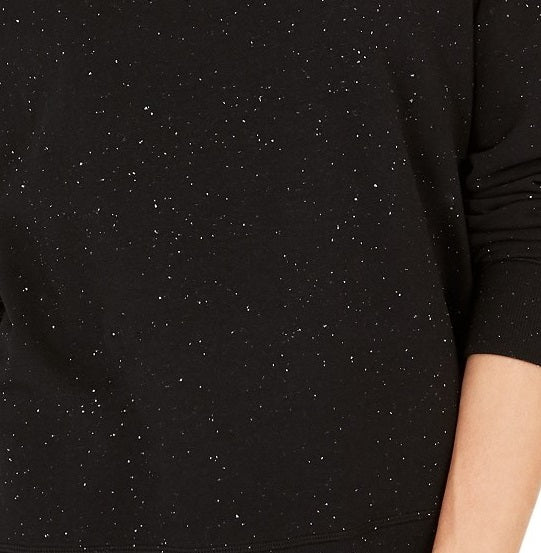 Style & Co Women's Speckled Sweatshirt Black Size Medium