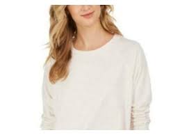 Style & Co Women's Speckled Sweatshirt White Size Large
