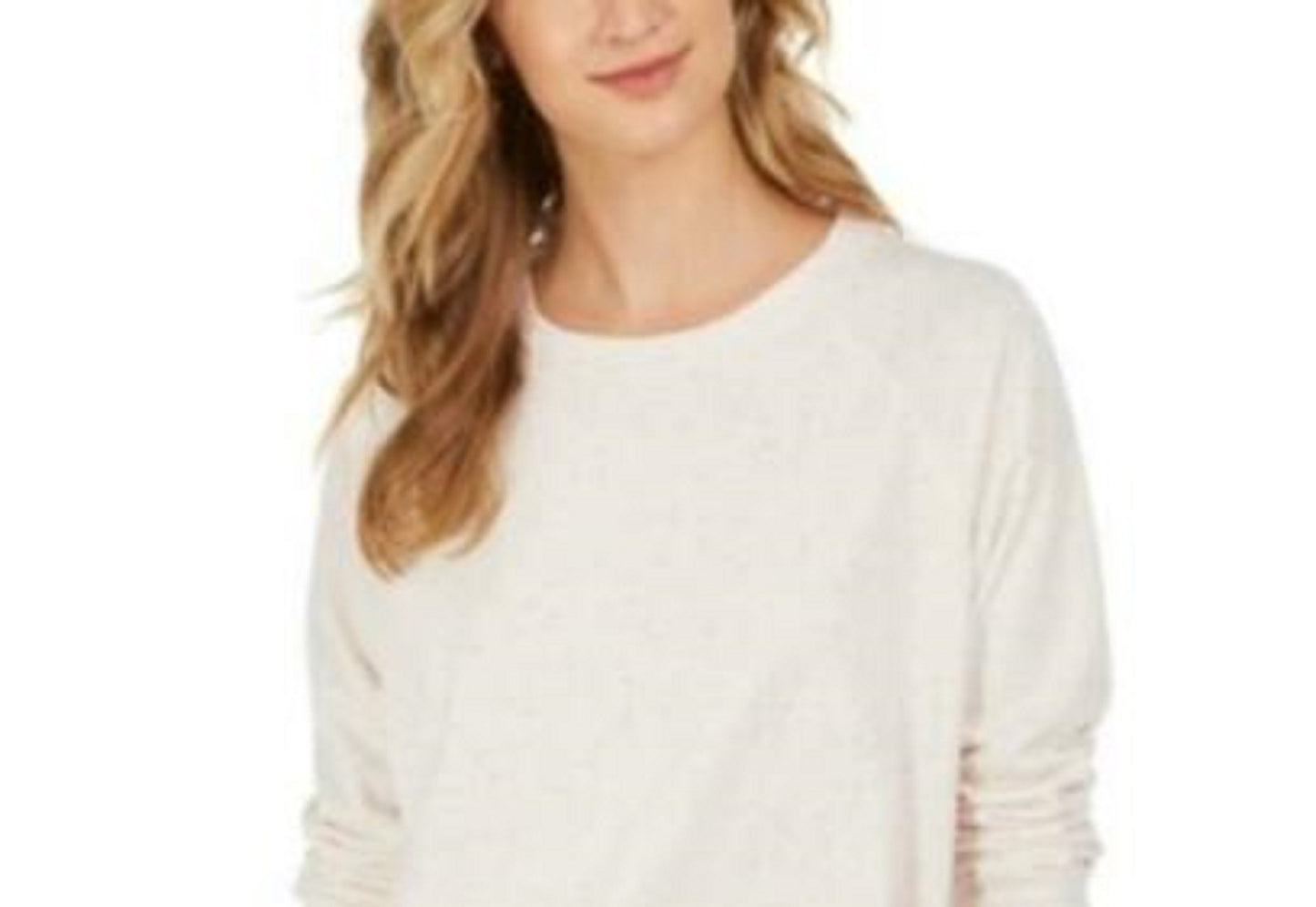 Style & Co Women's Speckled Sweatshirt White Size Medium