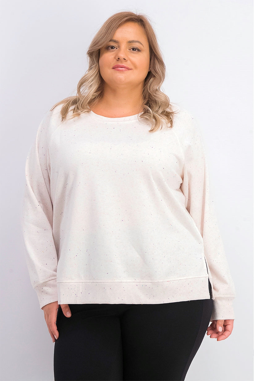 Style & Co Women's Speckled Sweatshirt White Size Small