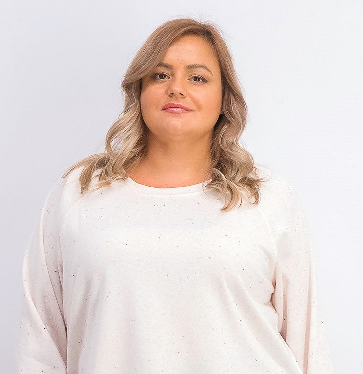 Style & Co Women's Speckled Sweatshirt White Size Small