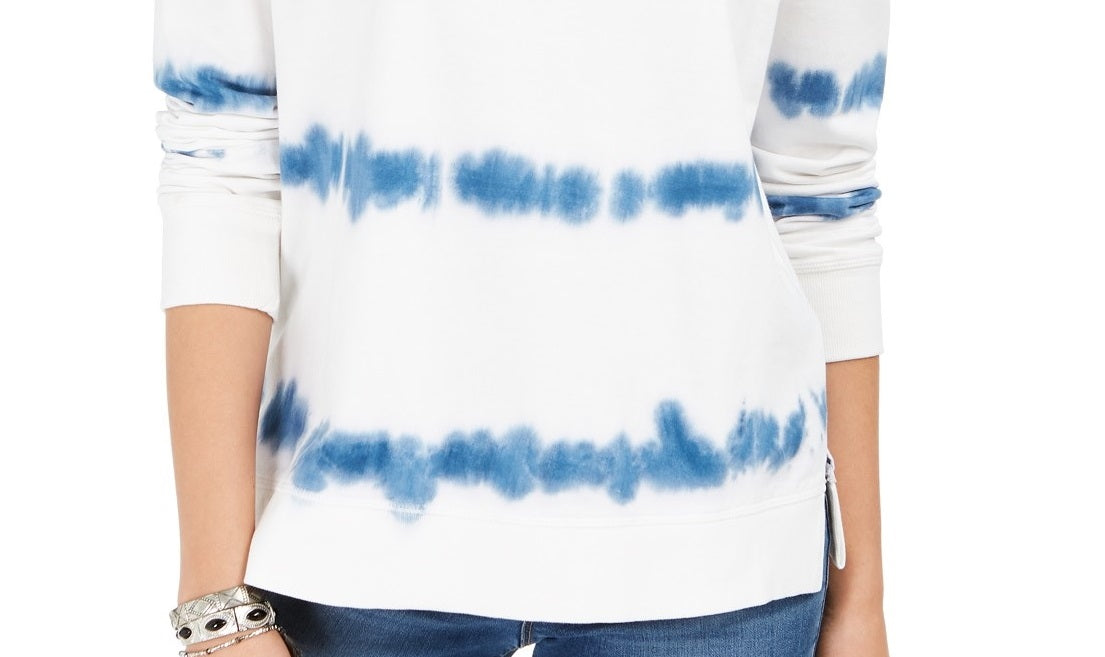 Style & Co Women's Tie-Dyed Sweatshirt Blue White Dye Size Medium