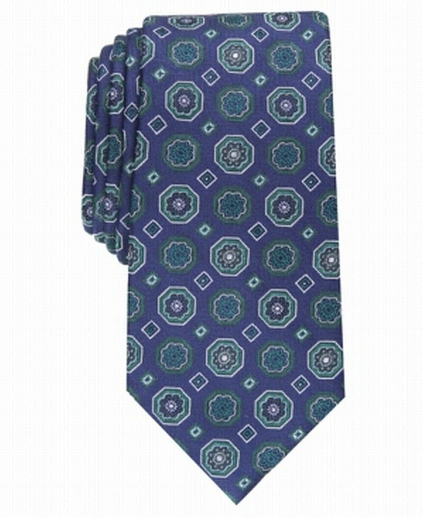 Tasso Elba Men's Classic Medallion Silk Tie Green Size Regular