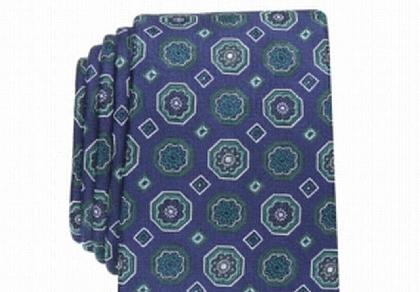 Tasso Elba Men's Classic Medallion Silk Tie Green Size Regular