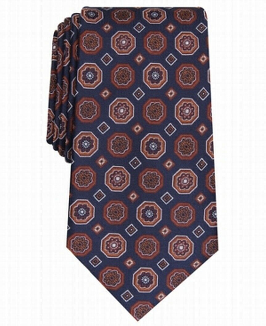 Tasso Elba Men's Classic Medallion Silk Tie Orange Size Regular