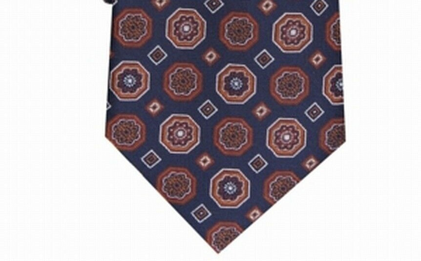 Tasso Elba Men's Classic Medallion Silk Tie Orange Size Regular