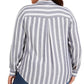 Style & Co Women's Plus Size Striped Button-Up Shirt Blue Size 2 Extra Large