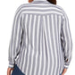Style & Co Women's Plus Size Striped Button-Up Shirt Blue Size 3 Extra Large