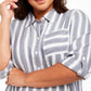 Style & Co Women's Plus Size Striped Button-Up Shirt Blue Size 3 Extra Large