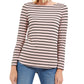 Charter Club Women's Ribbed Striped Top Pink Size Large
