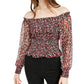 Bar III Women's Smocked Off-The-Shoulder Blouse Black Size Large