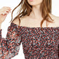 Bar III Women's Smocked Off-The-Shoulder Blouse Black Size Large