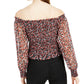 Bar III Women's Smocked Off-The-Shoulder Blouse Black Size Large