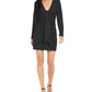 INC International Concepts Women's Drape-Front Sheath Dress Black Size Large