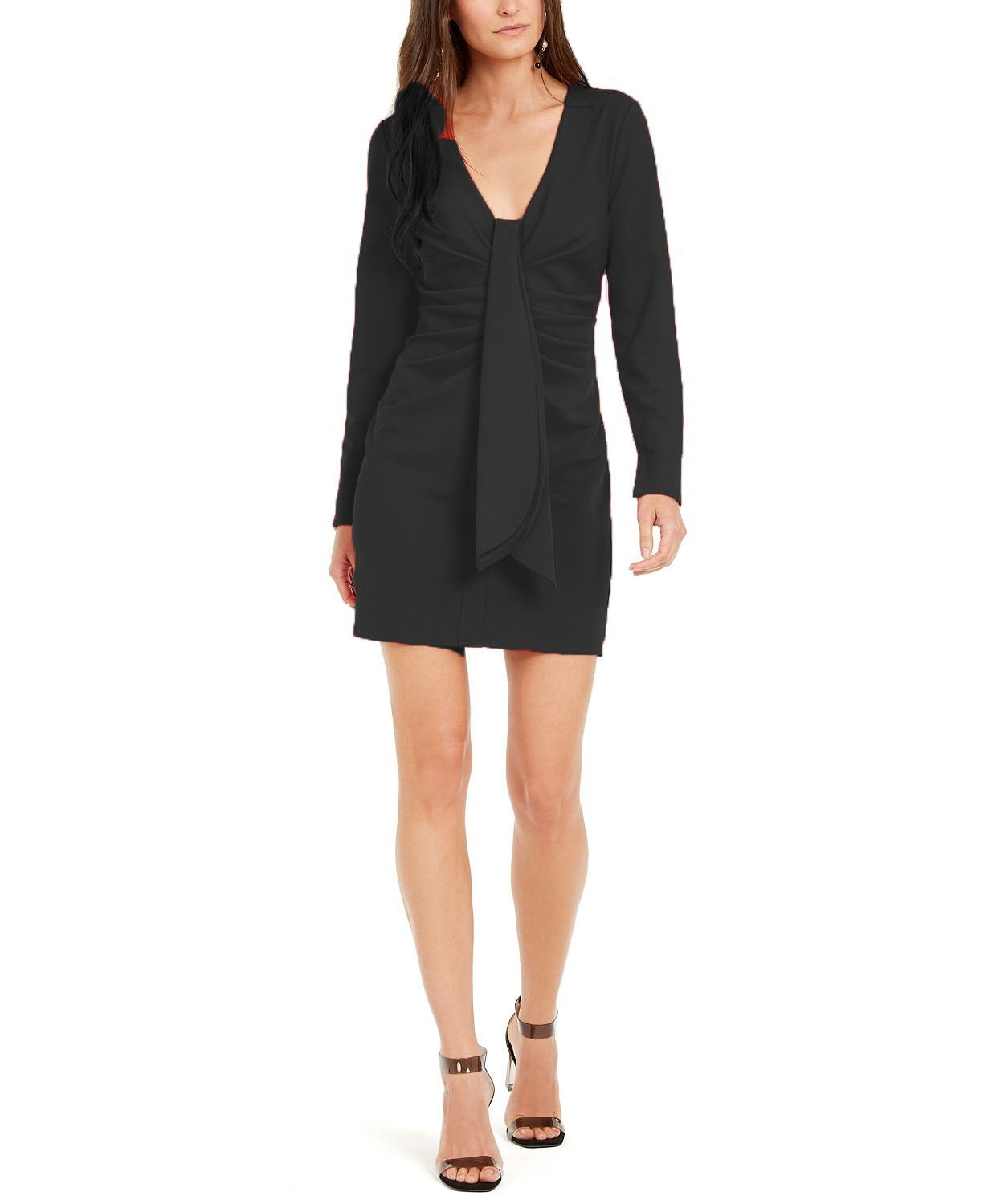 INC International Concepts Women's Drape-Front Sheath Dress Black Size Large