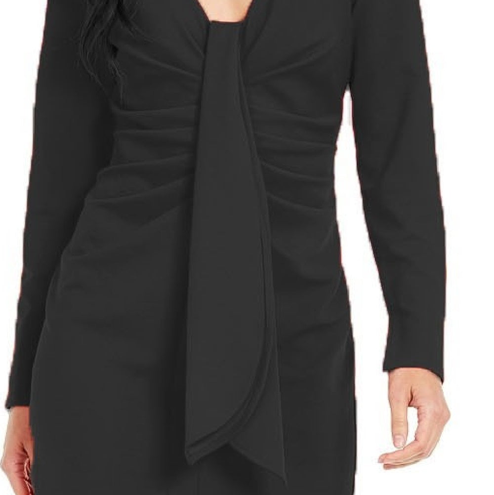 INC International Concepts Women's Drape-Front Sheath Dress Black Size Large
