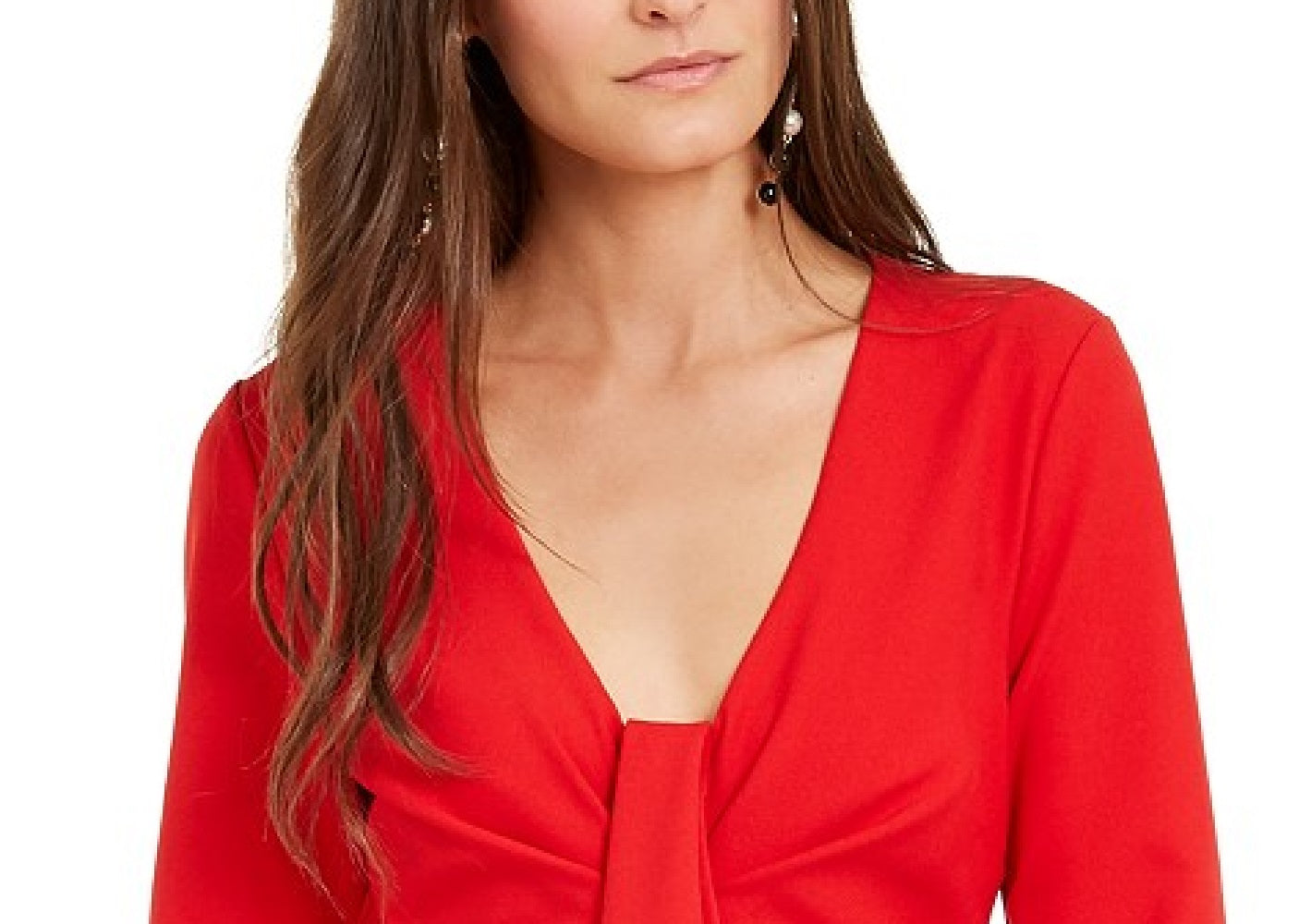 INC International Concepts Women's Drape-Front Sheath Dress Red Size Small