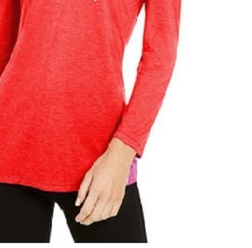 INC International Concepts Women's Embellished Shine V-Neck Top Red Size Small