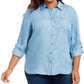 Style & Co Women's Plus Size Chambray Button-Up Shirt Blue Size 0X