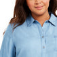 Style & Co Women's Plus Size Chambray Button-Up Shirt Blue Size Extra Large