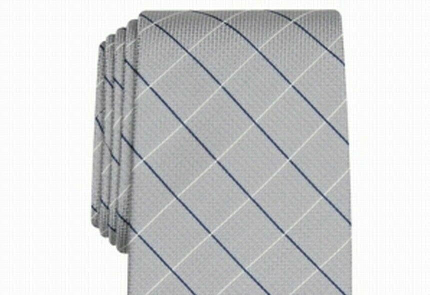 Club Room Men's Classic Grid Tie Gray Size Regular