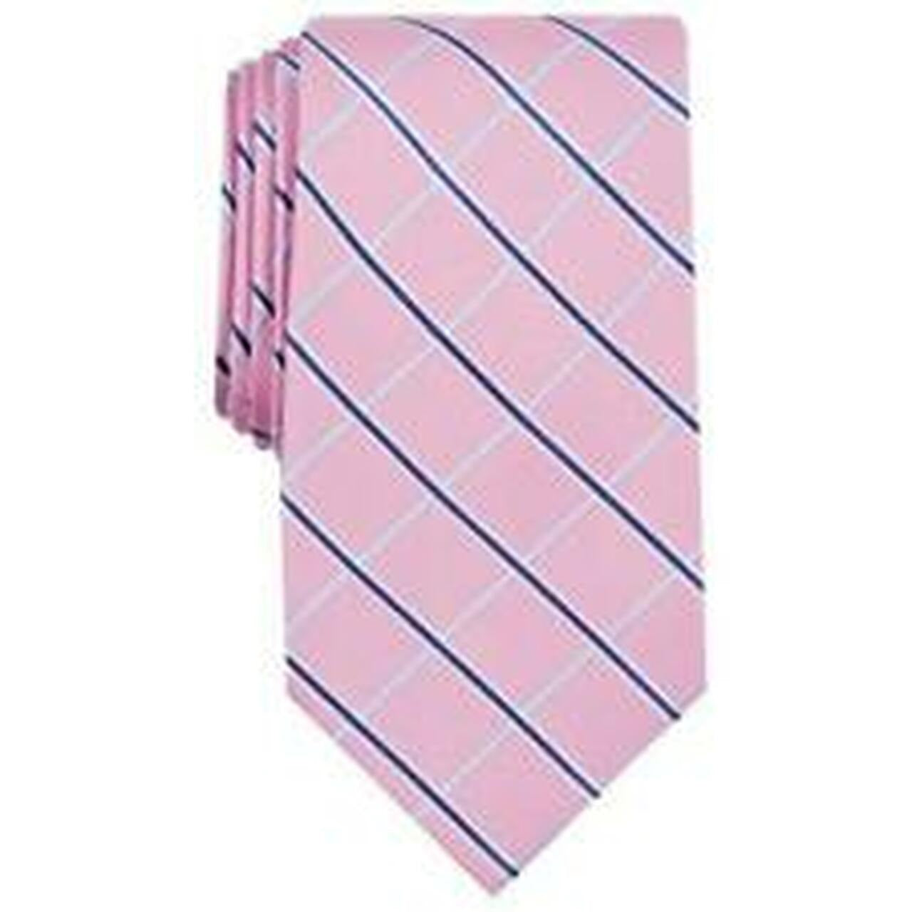 Club Room Men's Classic Grid Tie Pink Size Regular