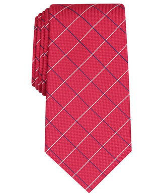 Club Room Men's Classic Grid Tie  Red Size Regular