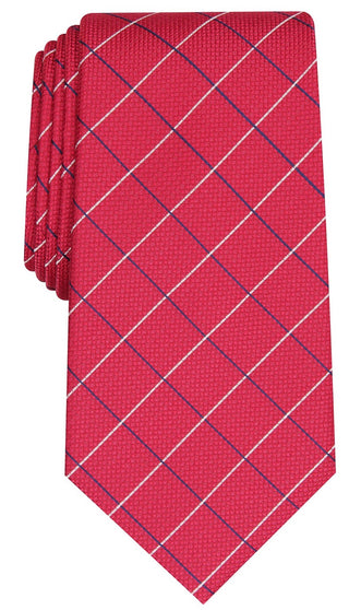 Club Room Men's Classic Grid Tie  Red Size Regular