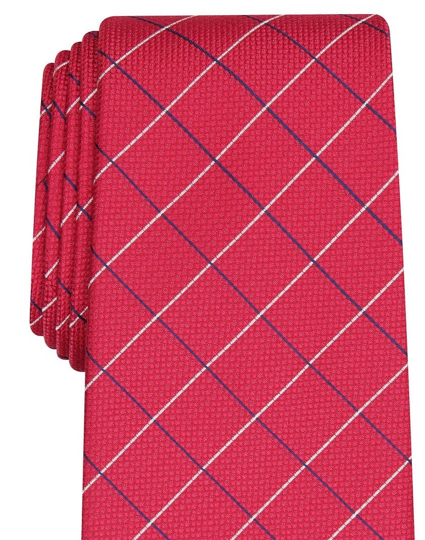 Club Room Men's Classic Grid Tie  Red Size Regular