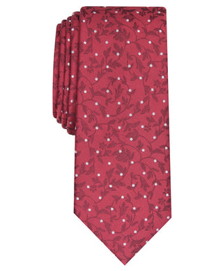 Bar III Men's Iris Skinny Floral Dot Tie Red Size Regular