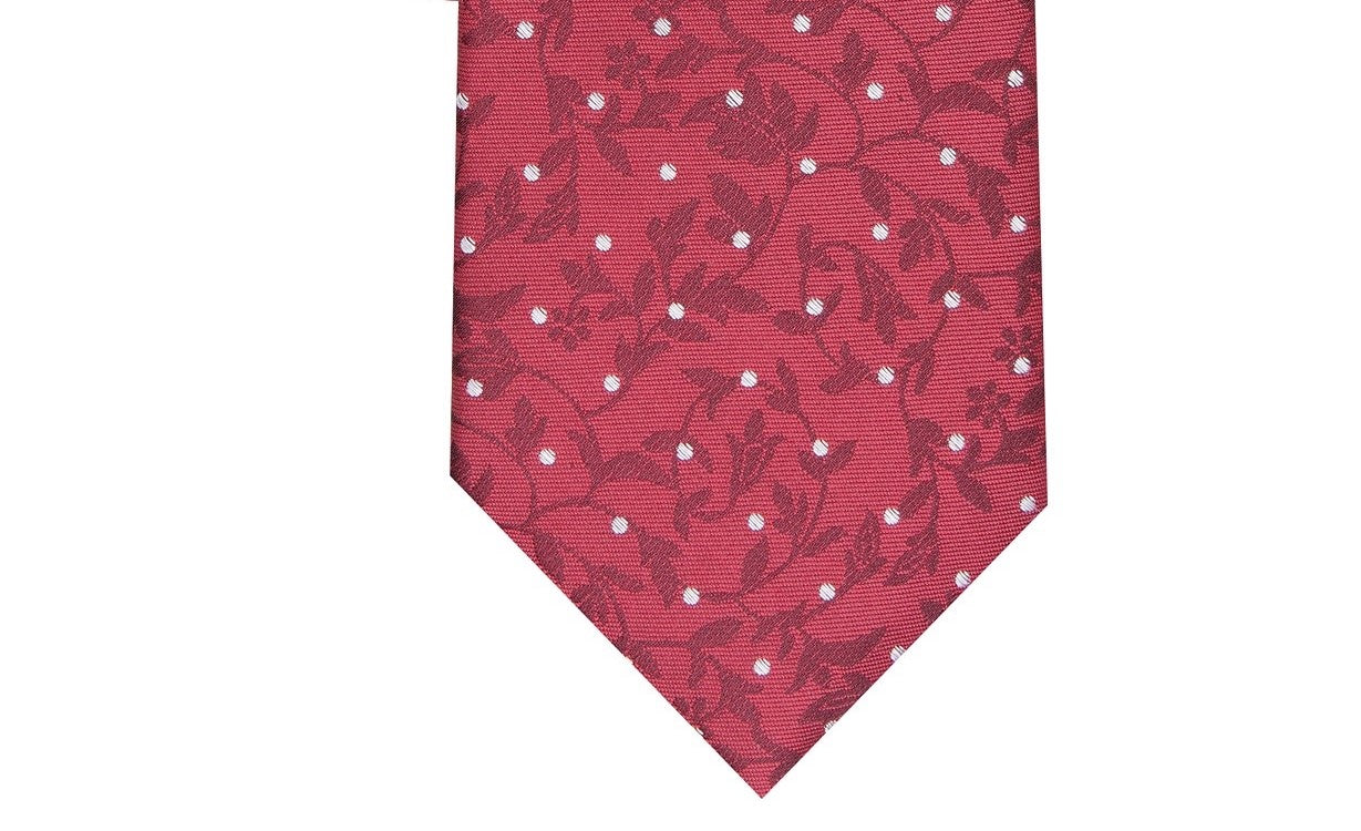 Bar III Men's Iris Skinny Floral Dot Tie Red Size Regular
