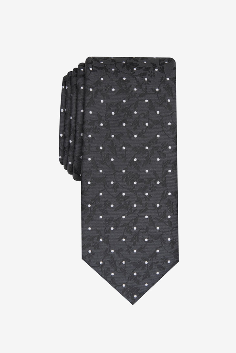 Bar III Men's Iris Skinny Floral Dot Tie Black One Size