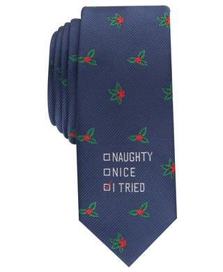 Bar III Men's I Tried Skinny Holiday Tie Navy Size Regular